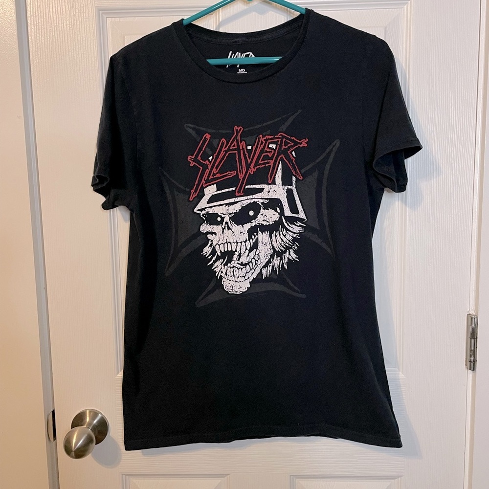 Slayer skull w/ helmet black cotton tee sz M